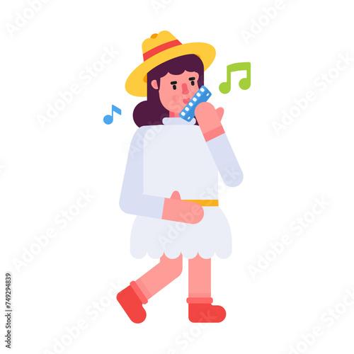 Ready to use flat icon of harmonica music 