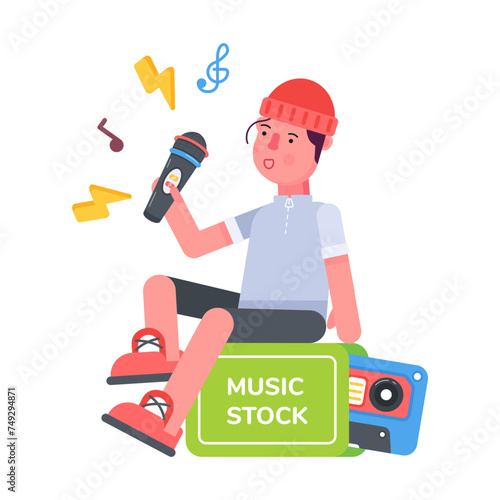 Handy flat icon of a music composer 