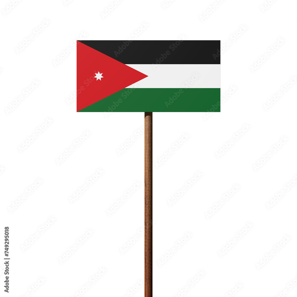 Schild mit der Flagge Jordaniens