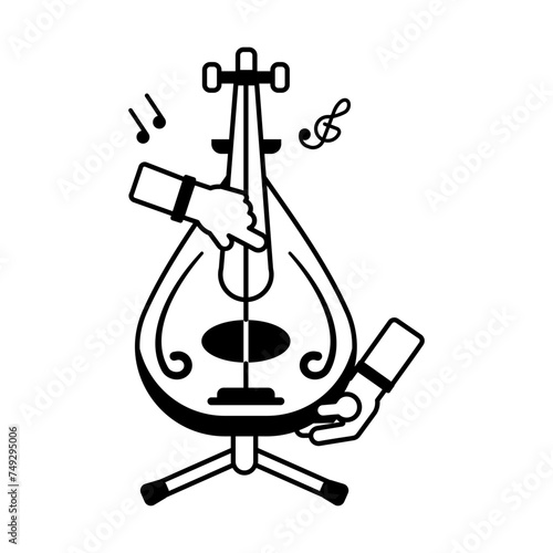 Modern glyph icon depicting oud music 