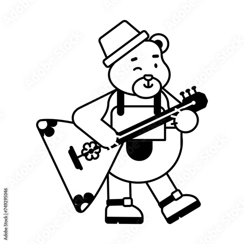 A glyph icon of bear playing balalaika