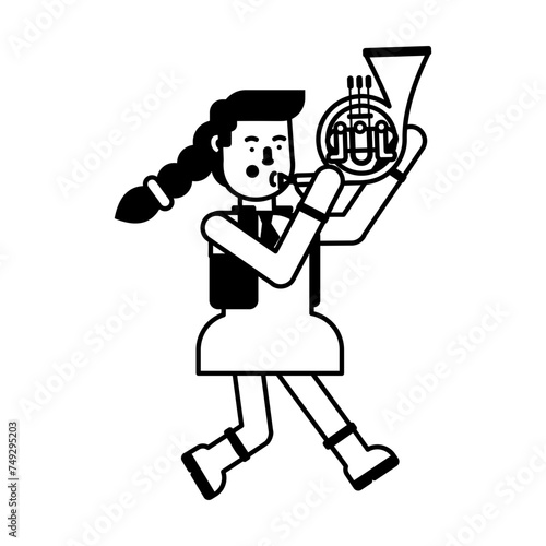 Handy glyph style icon of a hornist 