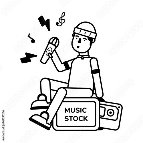 Handy glyph icon of a music composer 