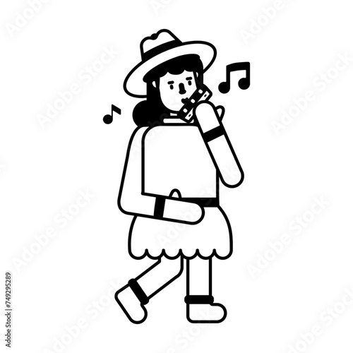 Ready to use glyph icon of harmonica music 