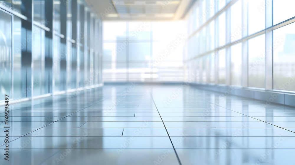 Empty blank corridor office with blurred background