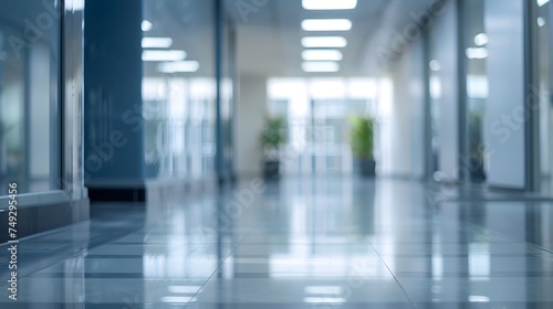 Empty blank corridor office with blurred background © DYNECREATIVE