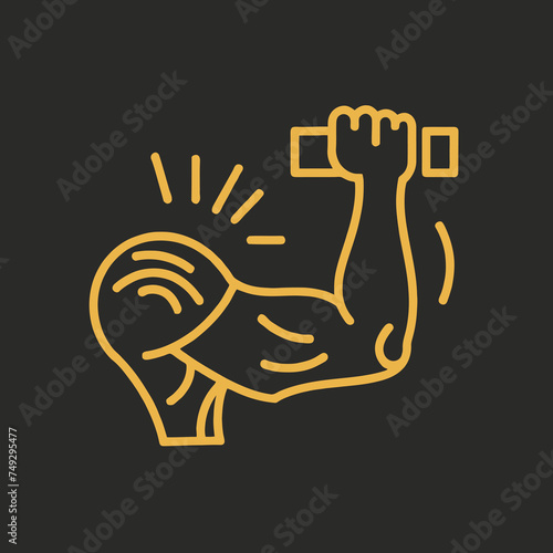 Hand biceps icon. Health and training. Sport lifestyle. Thin line customizable illustration. Contour symbol. Vector isolated outline drawing.