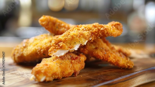 Breaded chicken strips. Chicken fingers