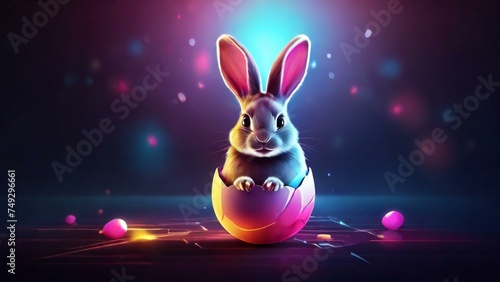 Bunny in the egg digital easter background
