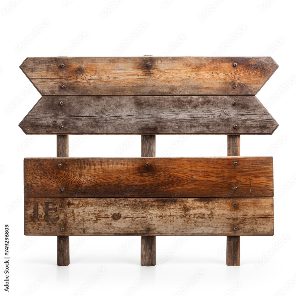 old wooden sign,multiple angles, clean white background сreated with Generative Ai old wooden sign,multiple angles, clean white background сreated with Generative Ai