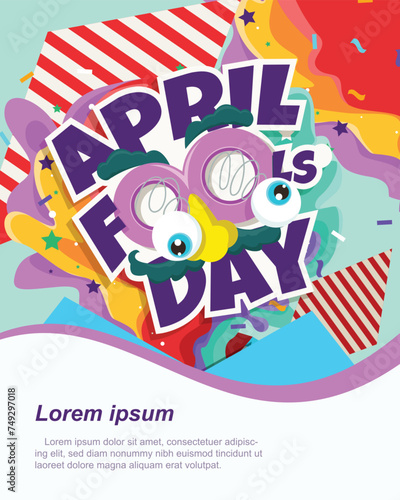 Happy April Fool's Day Poster Template. Vector Illustration 