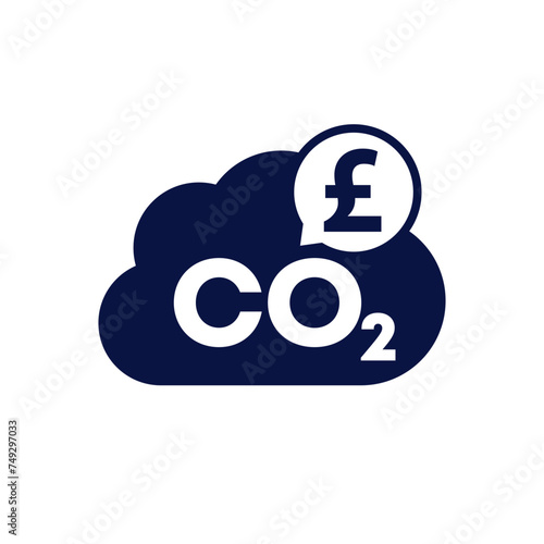 carbon emissions cost icon, co2 gas price in pounds