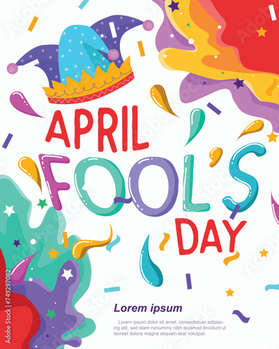 Happy April Fool's Day Poster Template. Vector Illustration
