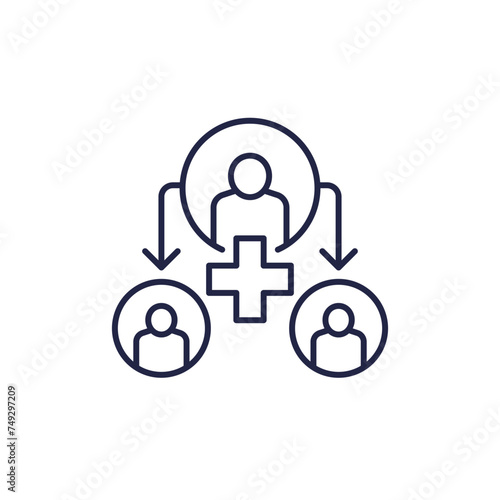 medical referral line icon on white