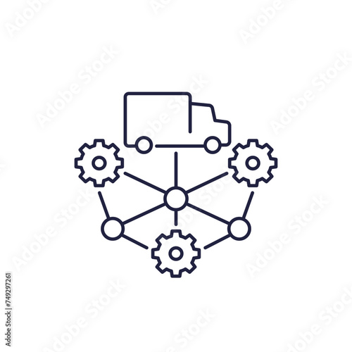 SCM icon, Supply chain management line vector