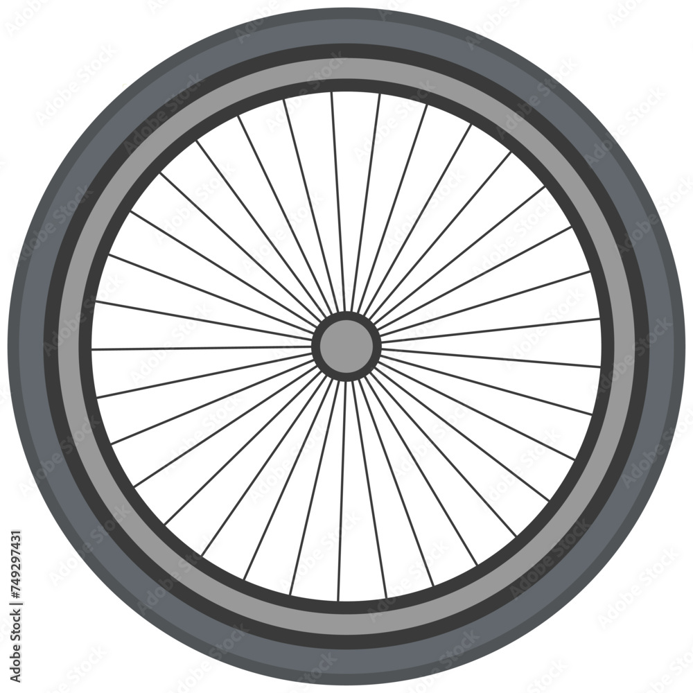 Fototapeta premium Flat icon of bicycle wheel isolated on white background.