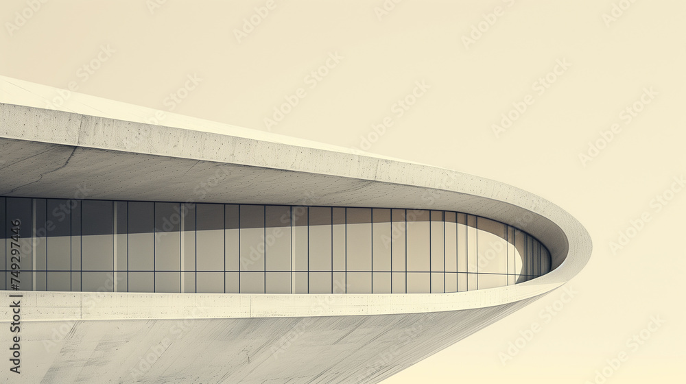 Abstract modern architecture background, rounded and geometric shapes ...