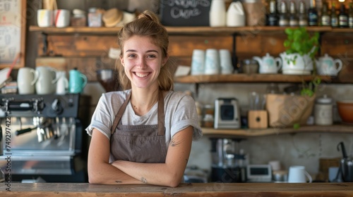 Small business happy owner of a coffee cafe.