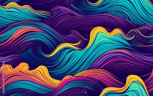 Purple and blue abstract background with Japanese wave style