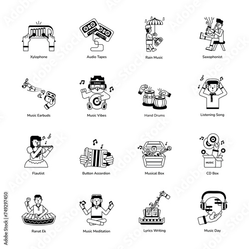 Collection of Music Vibes Glyph Icons

