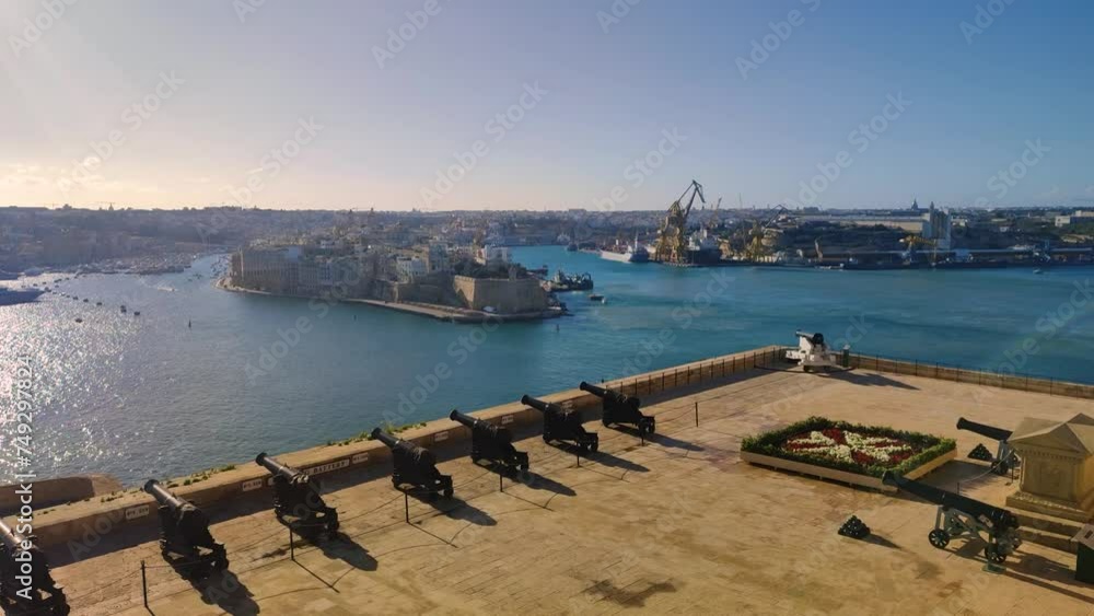 beautiful view from upper Barrakka Gardens of saluting battery and Grand Harbor of Valletta, Malta beautiful view from upper Barrakka Gardens of saluting battery and Grand Harbor of Valletta, Malta