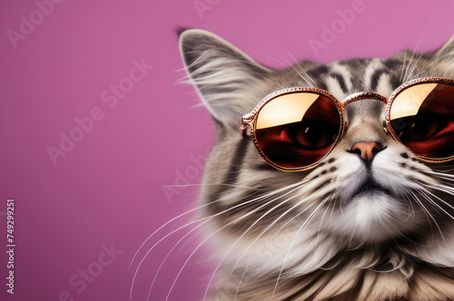 Stylish Tabby Cat Sunglasses on a Pastel Background