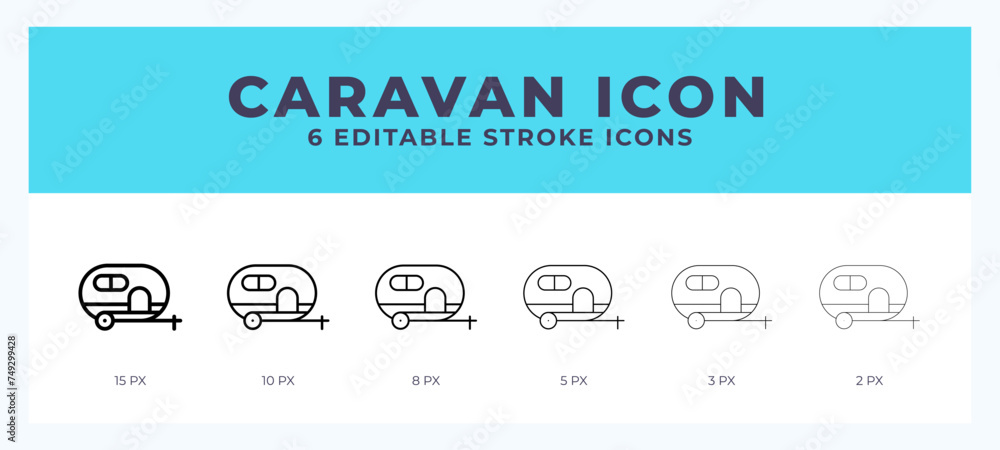 Fototapeta premium Caravan icon. Outline. Lineal icon symbol vector. Black outline.