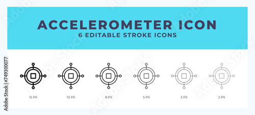Accelerometer icon with different stroke. Editable stroke. Vector illustration.