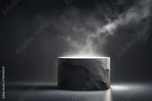 Black postal podium with smoke