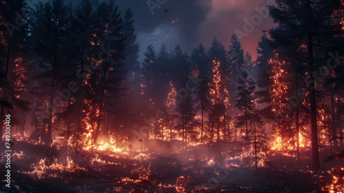 Fire Chaos: Threatening Fire Flow in the Forest. 