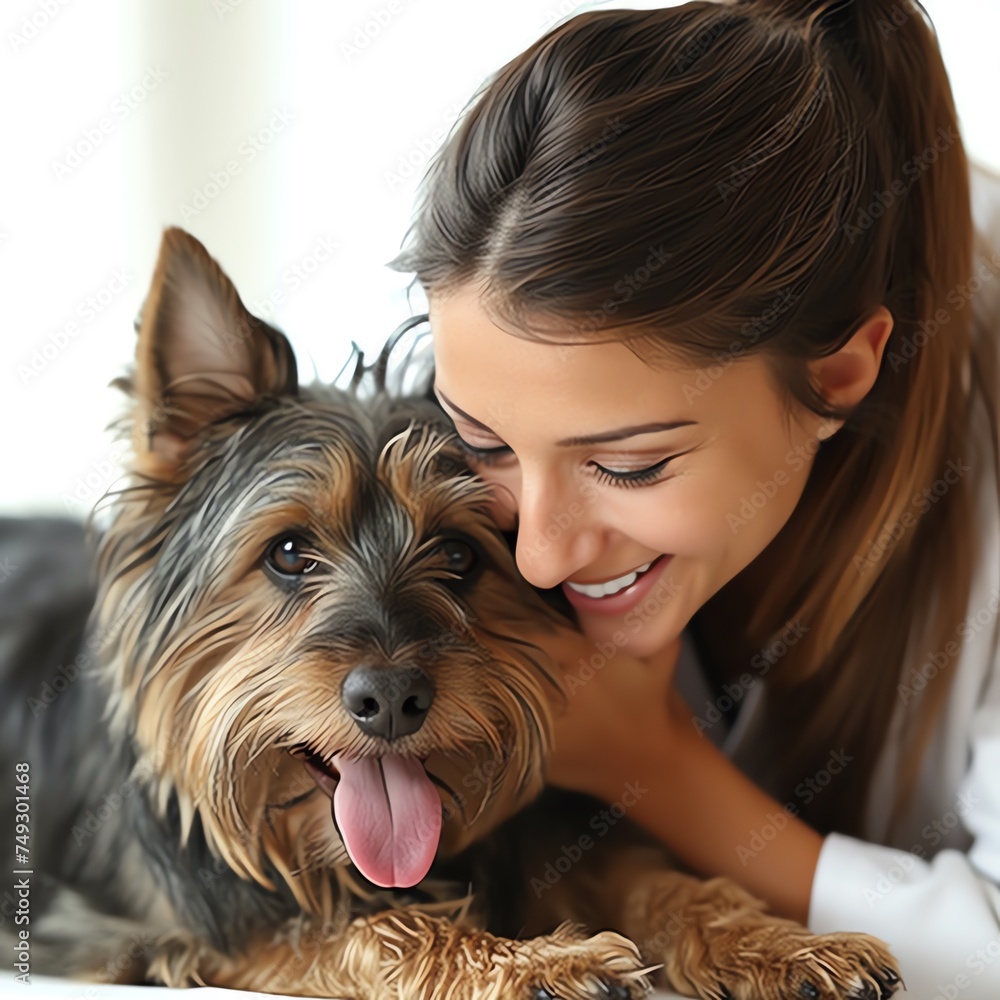 Affectionate Moment with Pet Yorkie Affectionate Moment with Pet Yorkie