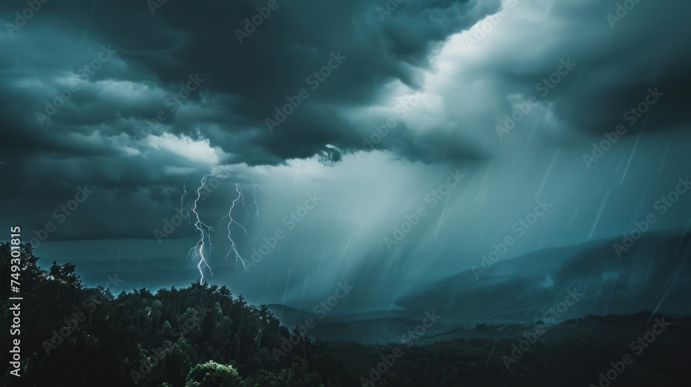 sky with storm and electrifier. - obrazy, fototapety, plakaty 