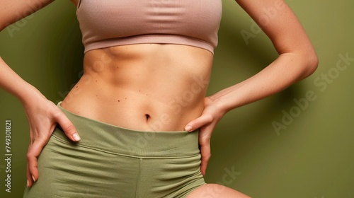  girl showing her tummy healthy diet slimming isolated