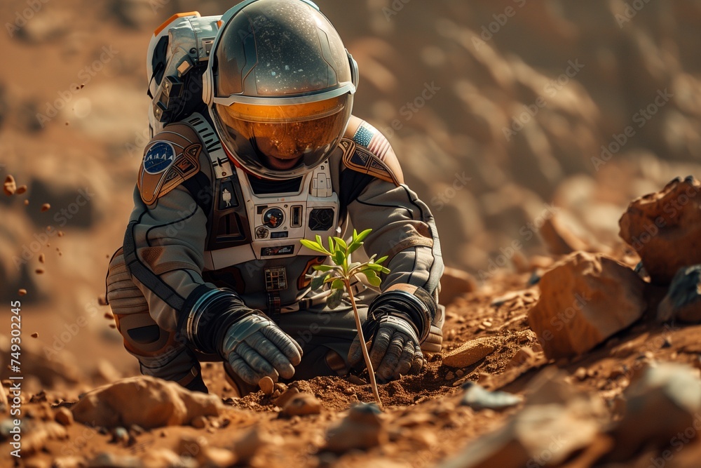 Greening the Red Planet: Astronaut Plants Tree on Mars Greening the Red Planet: Astronaut Plants Tree on Mars