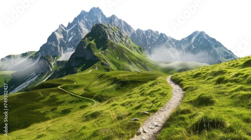 Summer landscape in mountains with trail isolated 