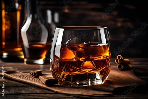glass of cognac on the table