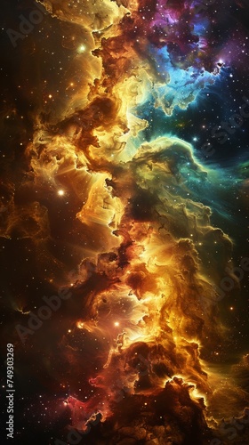 Ethereal Cosmic Nebulae Painting in Warm Hues. 