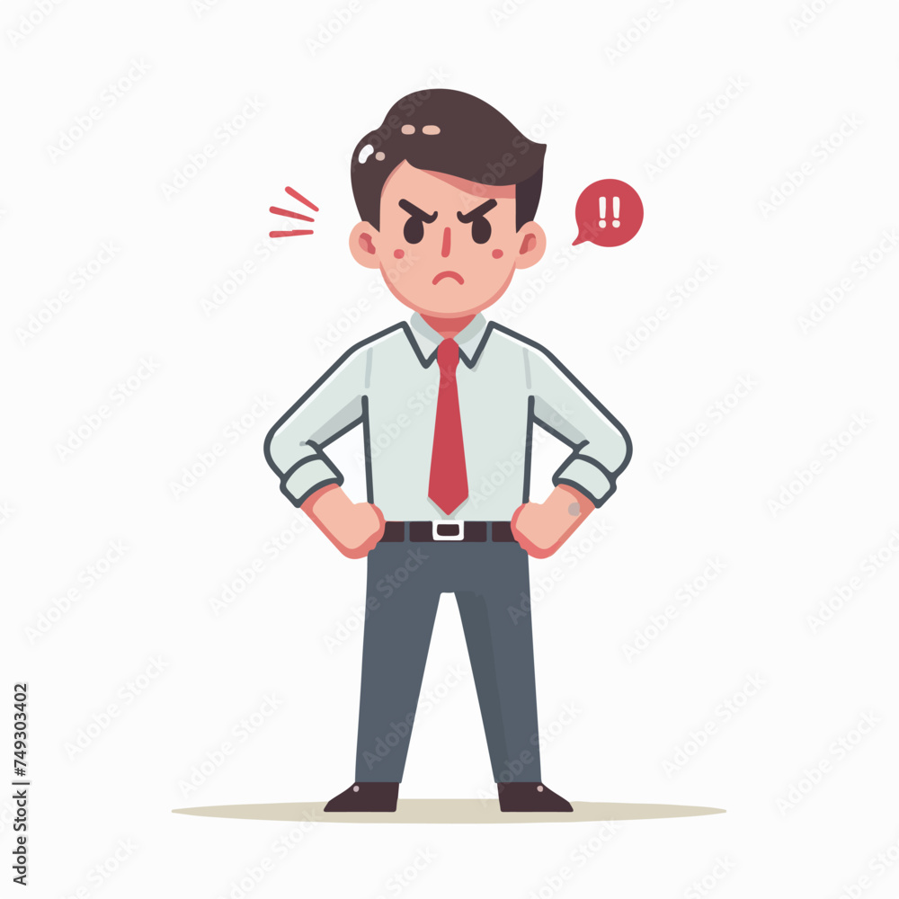 Flat design illustration of angry business man expression concept