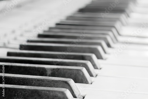 old piano black&white for background