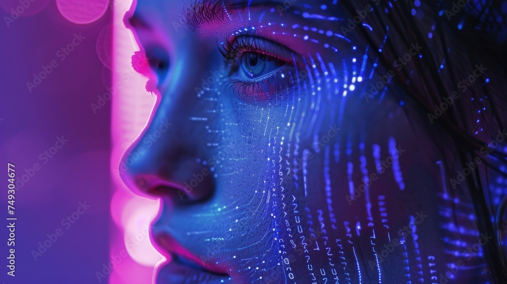 Digital Blue Purple Cyborg Artwork