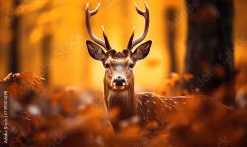 A majestic deer in a beautiful autumn forest © Filip