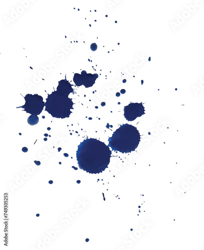 Blue big blots with splashes on a white background