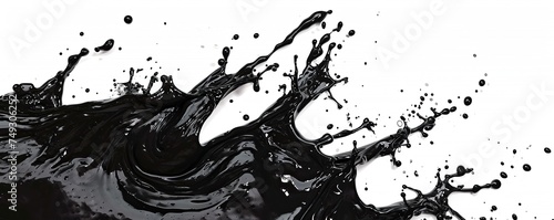 splashes of black water or oil on a white background. photo