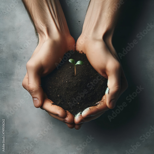 hands holding a plant