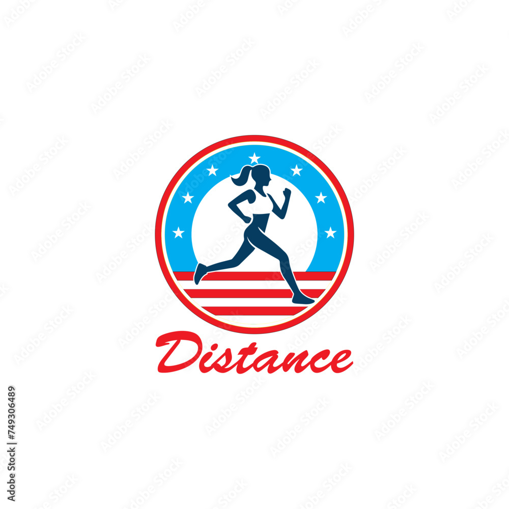 running woman distance, distance woman's gym logo vector illustration running woman distance, distance woman's gym logo vector illustration