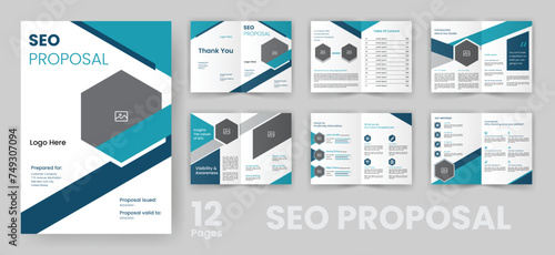 SEO Project Proposal Brochure Template. Website Marketing Presentation with Blue Accent photo