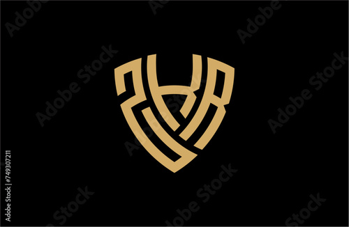 ZKR creative letter shield logo design vector icon illustration