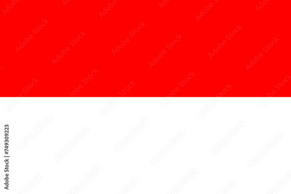   Close-up of vector graphic of red and white national flag of Asian country of Republic of Indonesia. Illustration made February 8th, 2024, Zurich, Switzerland.