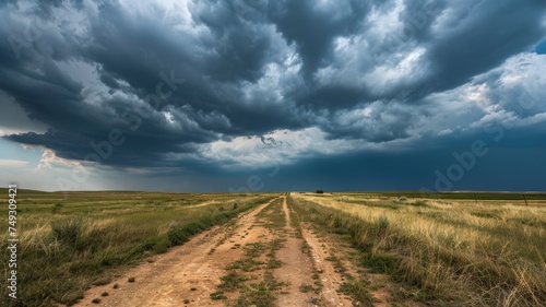 Stunning skies over the landscape seen during a storm chasing tour in the US Midwest.