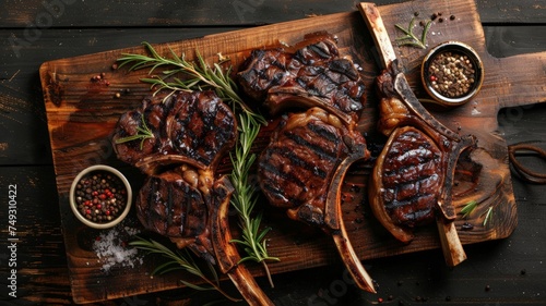 Fresh grilled beef. Medium rare grilled beef steak on a wooden cutting board.